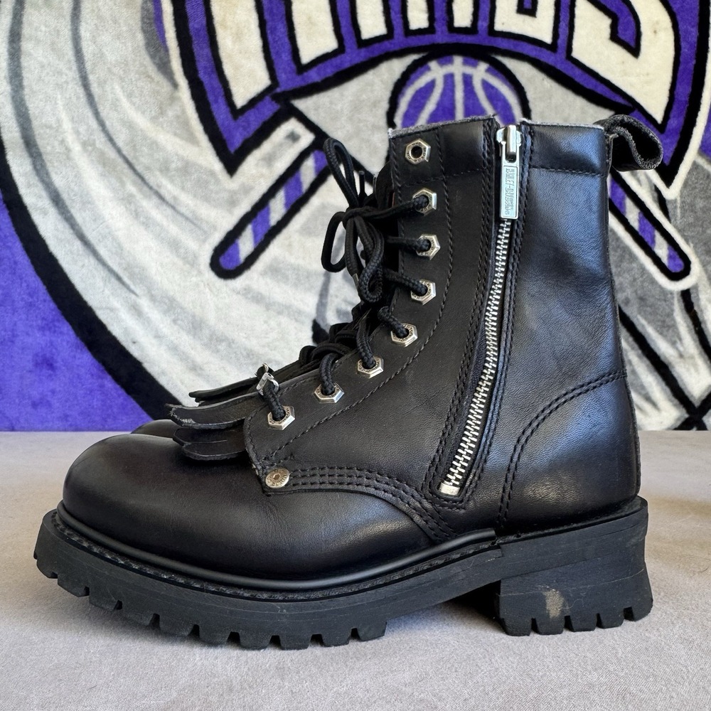 Size 6.5 - HARLEY DAVIDSON Black Leather Riding Boots Women's 82041